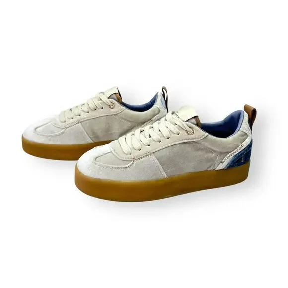 Steve Madden Women's Tucker Platform Sneaker Size 8.5 White Blue Velvet Velour - Picture 9 of 11